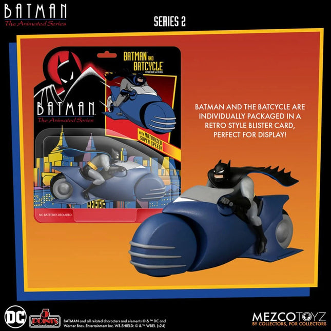 Mezco Batman: The Animated Series - Batman and Batcycle 5 Point Figure Set