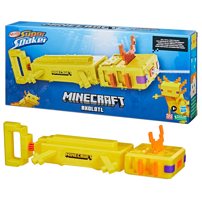 HASBRO NERF Super Soaker Minecraft Axolotl Water Blaster