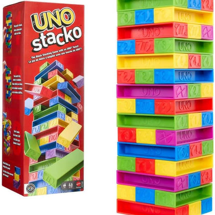 Mattel Games UNO Stacko with 45 Colored Stacking Blocks & Loading Tray