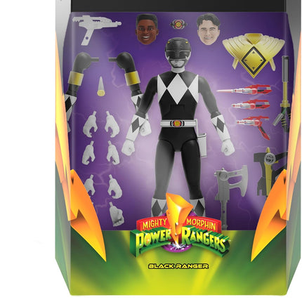 Super7 ULTIMATES! Mighty Morphin Power Rangers Black Ranger - 7" Power Rangers Action Figure with Accessories Classic TV Show Collectibles