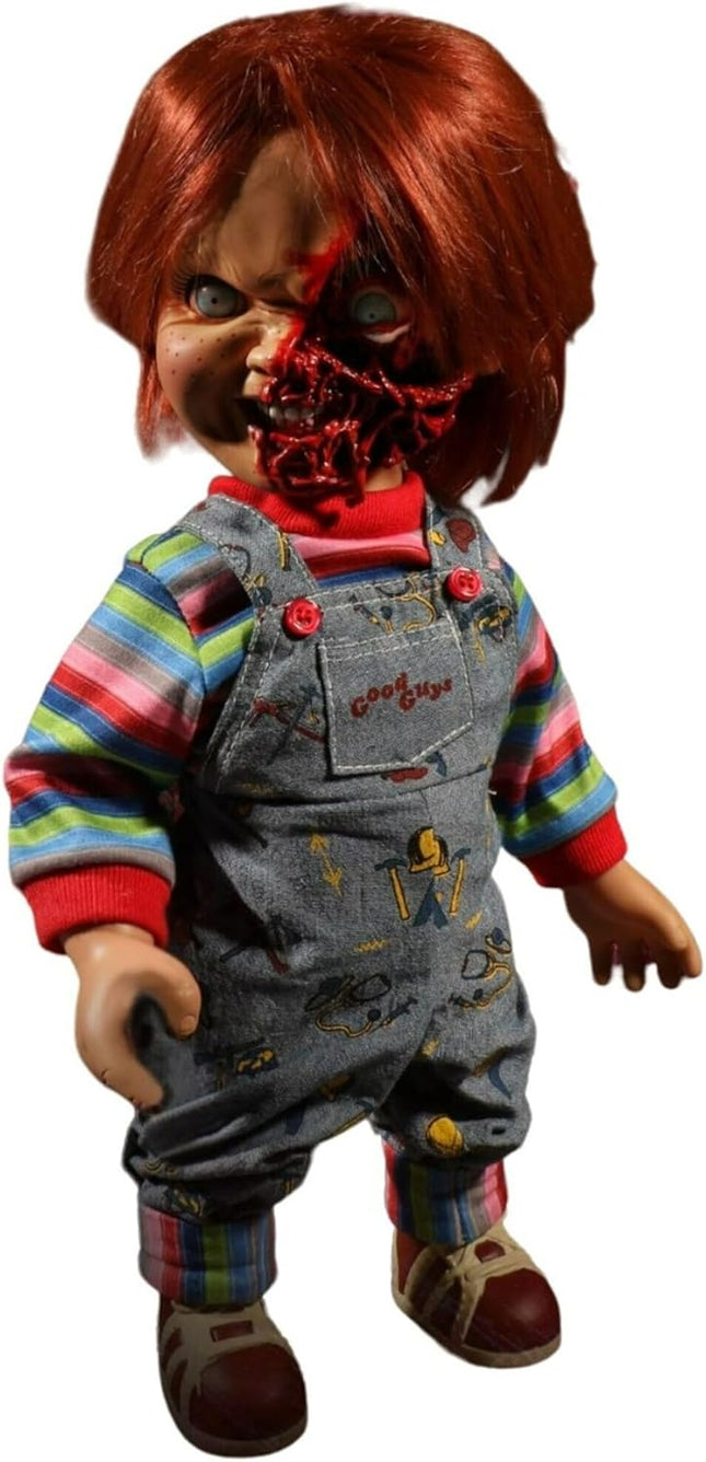 Mezco Toyz Designer Series Child's Play 3 Talking Pizza Face Chucky 15-Inch Mega Action Figure with Voice