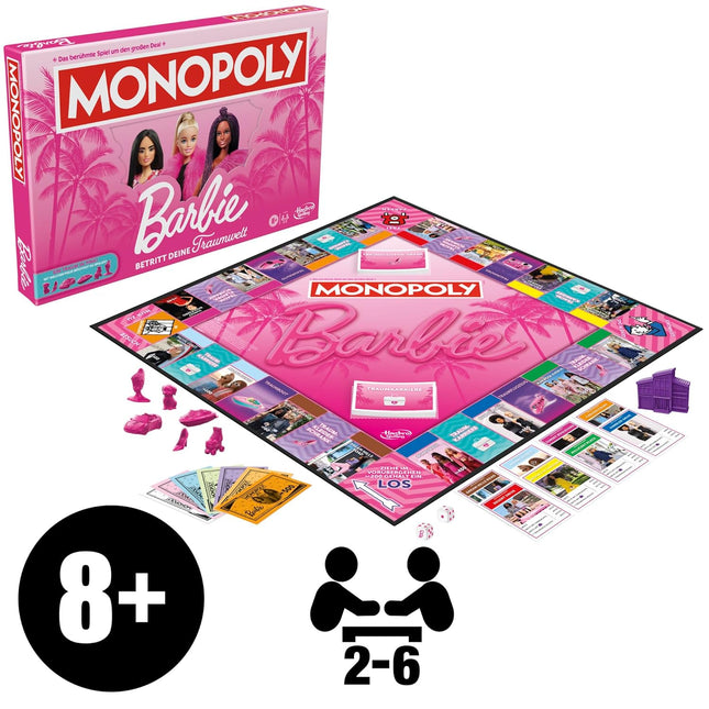 Monopoly Barbie Edition Board Game Family Games for 2-6 Players Ages 8