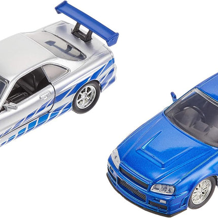 JADA TOYS Fast & Furious - Brian's Nissan Skyline GT-R R34 Silver & Blue 2-Pack