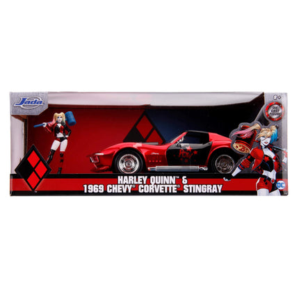 JADA TOYS DC Comics 1969 Corvette Diecast - Hollywood Rides Harley Quinn Figure