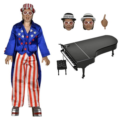 NECA - Elton John 8″ Clothed Action Figure with Piano – Live in ’76