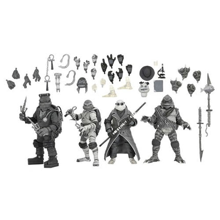 NECA Teenage Mutant Ninja Turtles - Action Figure 4 Pack Turtles Black & White