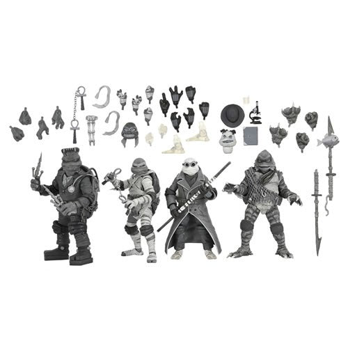 NECA Teenage Mutant Ninja Turtles - Action Figure 4 Pack Turtles Black & White
