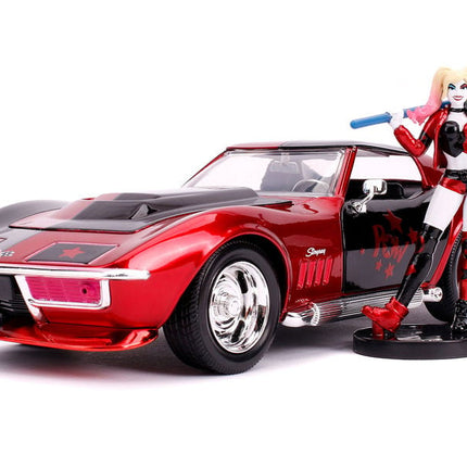 JADA TOYS DC Comics 1969 Corvette Diecast - Hollywood Rides Harley Quinn Figure
