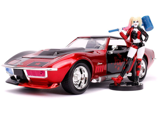 JADA TOYS DC Comics 1969 Corvette Diecast - Hollywood Rides Harley Quinn Figure