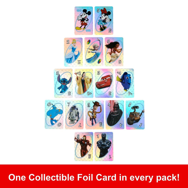 Mattel UNO DISNEY 100 Card Game with Special Mystery Foil Card Ages 7 + New