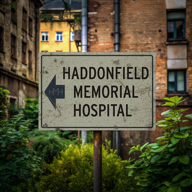 Halloween II Haddonfield Memorial Hospital Metal Sign