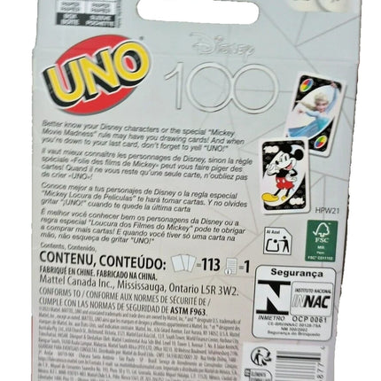 Mattel UNO DISNEY 100 Card Game with Special Mystery Foil Card Ages 7 + New